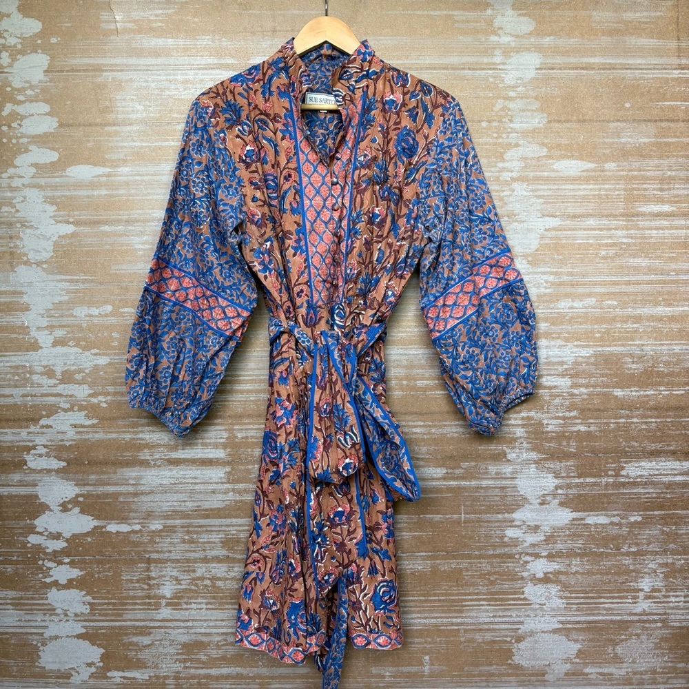 Sue Sartor x Anthropologie Flounce Shorty Dress Floral Boho Preppy Womens L - Picture 3 of 7